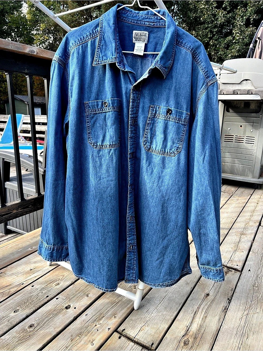 L.L.Bean Traditional Fit Denim Shirt Denim Button Down Shirt in Blue XXL Like